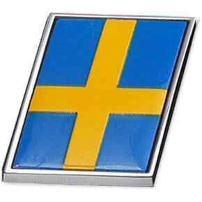 Swedish Flag Car Badge Emblem Sticker Metal Refit Skewed 2x2.5cm/0.78x0.98inch Small Sweden Flags Decal Car Body Rear Trunk Sticker for XC60 XC90 S90 XC40 SAAB Car Flag