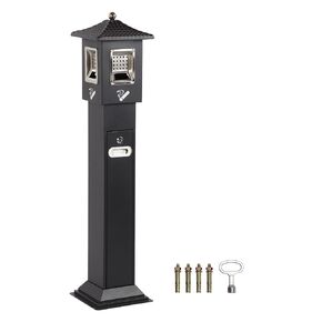 Commercial Butt Receptacles Metal Butt Container Heavy Duty Ash Disposal Outdoor Vertical Trash Can for Patios Gardens Hotels Pubs Offices(Black)