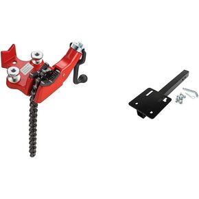 Mophorn Screw Bench Chain Vise 1/8 to 5-Inch Pipe Capacity, Heavy Duty Bench Chain Pipe Vise with Crank Handle, Neoprene-Coated Jaw, Cast Iron Material Ideal for a Variety of Pipes