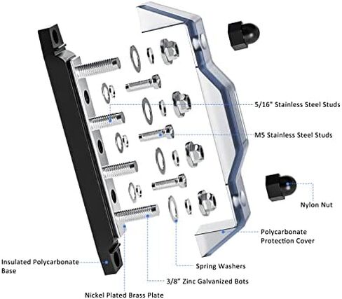 Recoil S2PG Busbar Dual 5/16" Studs Terminal Power Distribution Block | Positive and Negative 2-In-1 with Divider Ring Terminals Bus Bar in Kuwait