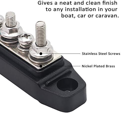 Recoil S2PG Busbar Dual 5/16" Studs Terminal Power Distribution Block | Positive and Negative 2-In-1 with Divider Ring Terminals Bus Bar in Kuwait