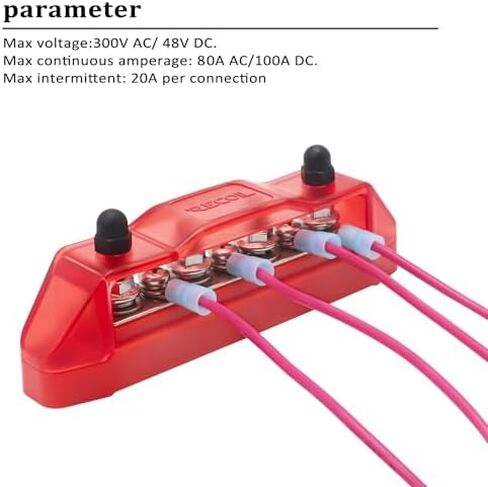 Recoil S2PG Busbar Dual 5/16" Studs Terminal Power Distribution Block | Positive and Negative 2-In-1 with Divider Ring Terminals Bus Bar in Kuwait
