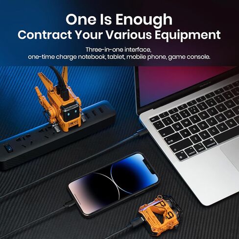 شاحن USB C بقدرة 65 وات، كتلة شاحن سريع GravaStar Alpha65 Robot GaN، محول طاقة 3 منافذ، شاحن حائط قابل للطي لجهاز MacBook Pro/Air، iPad Pro، Galaxy S23، XPS 13، Note 20/10+، iPhone 15/Pro، Steam Deck in Kuwait