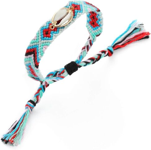 أساور بوهيمية مصنوعة يدويًا للنساء والرجال، جديلة قابلة للتكديس مع صدفة in Kuwait