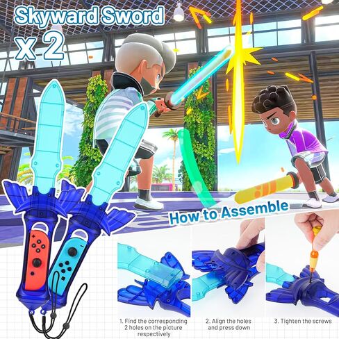 حزمة ملحقات سويتش الرياضية 14 في 1 لمجموعة ألعاب نينتندو سويتش / أوليد الرياضية العائلية، تشمل Game GunX1، ونوادي الجولفX2، ومقابض اليدX2، وأشرطة الساقX2، وأشرطة المعصمX2، ومضارب التنسX2، والسيوفX2، وWri in Kuwait