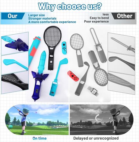 حزمة ملحقات سويتش الرياضية 14 في 1 لمجموعة ألعاب نينتندو سويتش / أوليد الرياضية العائلية، تشمل Game GunX1، ونوادي الجولفX2، ومقابض اليدX2، وأشرطة الساقX2، وأشرطة المعصمX2، ومضارب التنسX2، والسيوفX2، وWri in Kuwait