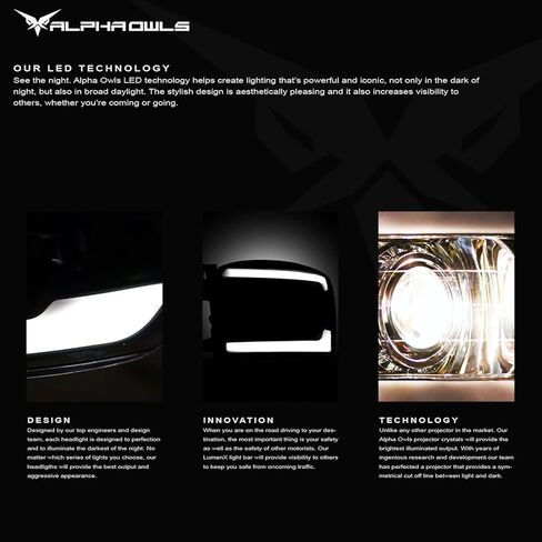 Alpha Owls 8711453 Projector Headlights With White LED Light Bar - Black Amber Fits 2006-2008 Dodge Ram 1500/2006-2009 2500 3500 in Saudi Arabia