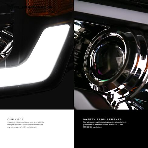 Alpha Owls 8711453 Projector Headlights With White LED Light Bar - Black Amber Fits 2006-2008 Dodge Ram 1500/2006-2009 2500 3500 in Saudi Arabia