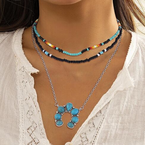 Subiceto 9Pcs 𝐖𝐞𝐬𝐭𝐞𝐫𝐧 𝐍𝐞𝐜𝐤𝐥𝐚𝐜𝐞 Jewelry 𝐍𝐚𝐯𝐚𝐣𝐨 𝐏𝐞𝐚𝐫𝐥 𝐍𝐞𝐜𝐤𝐥𝐚𝐜𝐞 for Women Cowgirl 𝐓𝐮𝐫𝐪𝐮𝐨𝐢𝐬𝐞 Cow Lightning Horseshoe 𝐏𝐞𝐧𝐝𝐚𝐧𝐭 𝐍𝐞𝐜𝐤𝐥𝐚𝐜𝐞 𝐁𝐞𝐚𝐝 𝐍𝐞𝐜𝐤𝐥𝐚𝐜𝐞𝐬 Boho Vintage Beaded Choker Layered Turquoise Jewelry Set in Saudi Arabia