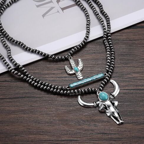 Subiceto 9Pcs 𝐖𝐞𝐬𝐭𝐞𝐫𝐧 𝐍𝐞𝐜𝐤𝐥𝐚𝐜𝐞 Jewelry 𝐍𝐚𝐯𝐚𝐣𝐨 𝐏𝐞𝐚𝐫𝐥 𝐍𝐞𝐜𝐤𝐥𝐚𝐜𝐞 for Women Cowgirl 𝐓𝐮𝐫𝐪𝐮𝐨𝐢𝐬𝐞 Cow Lightning Horseshoe 𝐏𝐞𝐧𝐝𝐚𝐧𝐭 𝐍𝐞𝐜𝐤𝐥𝐚𝐜𝐞 𝐁𝐞𝐚𝐝 𝐍𝐞𝐜𝐤𝐥𝐚𝐜𝐞𝐬 Boho Vintage Beaded Choker Layered Turquoise Jewelry Set in Saudi Arabia