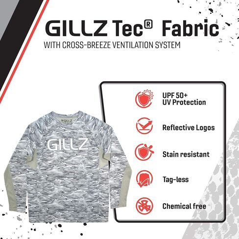 قميص Gillz الرجالي للبطولات الواقي من الأشعة فوق البنفسجية خفيف الوزن وممتص للرطوبة وجيد التهوية ومقاوم للبقع وأكمام طويلة in Kuwait