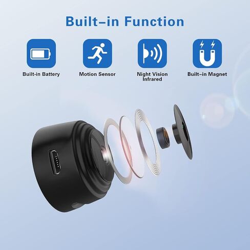 Mini Hidden Camera WiFi Camera, Portable Nanny Camera 1080P Home Security Surveillance Cameras with AI Motion Detection Alerts, Clear Night Vision,Real Time Record Surveillance Camera in Saudi Arabia