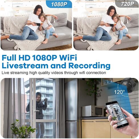 Mini Hidden Camera WiFi Camera, Portable Nanny Camera 1080P Home Security Surveillance Cameras with AI Motion Detection Alerts, Clear Night Vision,Real Time Record Surveillance Camera in Saudi Arabia