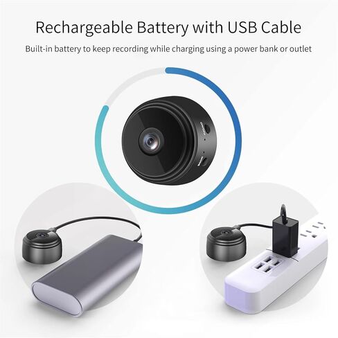 Mini Hidden Camera WiFi Camera, Portable Nanny Camera 1080P Home Security Surveillance Cameras with AI Motion Detection Alerts, Clear Night Vision,Real Time Record Surveillance Camera in Saudi Arabia