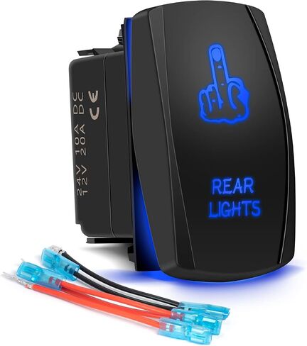 مقاوم للماء 5 دبوس أضواء خلفية الروك التبديل الليزر إصبع SPST ON / OFF اثنين LED الخلفية الضوء الأزرق 20A 12V للسيارات السيارات دراجة نارية شاحنة قارب البحرية على الطرق الوعرة استبدال عدة (مع سلك الطائر) in Saudi Arabia
