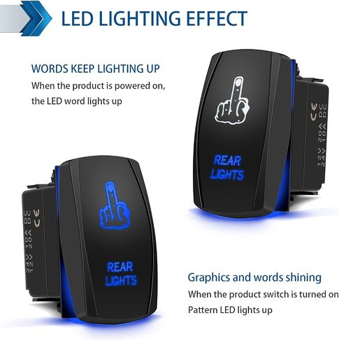مقاوم للماء 5 دبوس أضواء خلفية الروك التبديل الليزر إصبع SPST ON / OFF اثنين LED الخلفية الضوء الأزرق 20A 12V للسيارات السيارات دراجة نارية شاحنة قارب البحرية على الطرق الوعرة استبدال عدة (مع سلك الطائر) in Saudi Arabia
