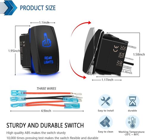 مقاوم للماء 5 دبوس أضواء خلفية الروك التبديل الليزر إصبع SPST ON / OFF اثنين LED الخلفية الضوء الأزرق 20A 12V للسيارات السيارات دراجة نارية شاحنة قارب البحرية على الطرق الوعرة استبدال عدة (مع سلك الطائر) in Saudi Arabia