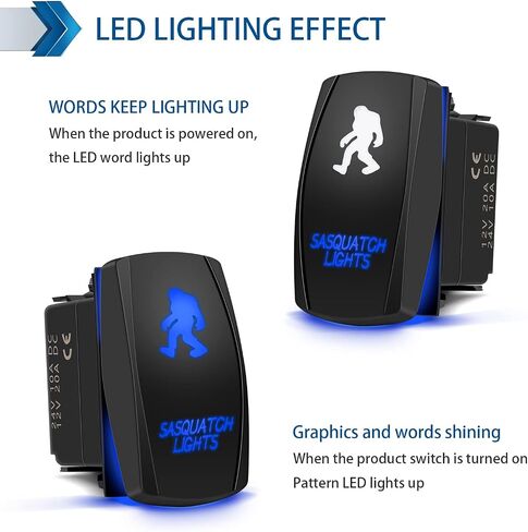مقاوم للماء 5 دبوس أضواء خلفية الروك التبديل الليزر إصبع SPST ON / OFF اثنين LED الخلفية الضوء الأزرق 20A 12V للسيارات السيارات دراجة نارية شاحنة قارب البحرية على الطرق الوعرة استبدال عدة (مع سلك الطائر) in Saudi Arabia