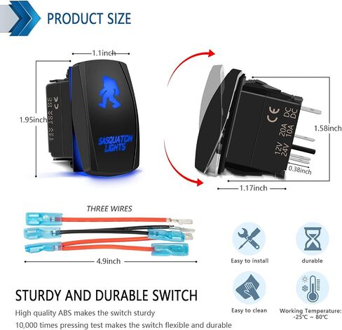 مقاوم للماء 5 دبوس أضواء خلفية الروك التبديل الليزر إصبع SPST ON / OFF اثنين LED الخلفية الضوء الأزرق 20A 12V للسيارات السيارات دراجة نارية شاحنة قارب البحرية على الطرق الوعرة استبدال عدة (مع سلك الطائر) in Saudi Arabia