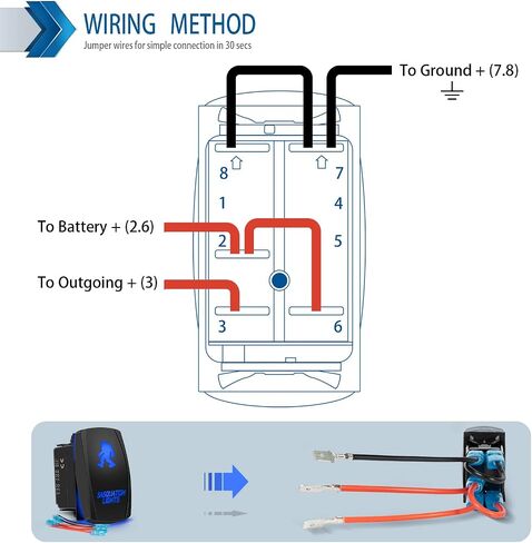 مقاوم للماء 5 دبوس أضواء خلفية الروك التبديل الليزر إصبع SPST ON / OFF اثنين LED الخلفية الضوء الأزرق 20A 12V للسيارات السيارات دراجة نارية شاحنة قارب البحرية على الطرق الوعرة استبدال عدة (مع سلك الطائر) in Saudi Arabia