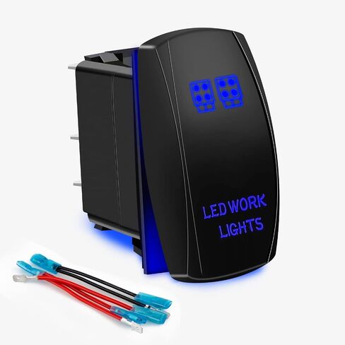 مقاوم للماء 5 دبوس أضواء خلفية الروك التبديل الليزر إصبع SPST ON / OFF اثنين LED الخلفية الضوء الأزرق 20A 12V للسيارات السيارات دراجة نارية شاحنة قارب البحرية على الطرق الوعرة استبدال عدة (مع سلك الطائر) in Saudi Arabia