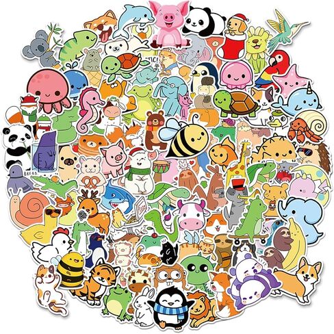 100 Pcs Cute Animal Stickers for Water Bottle, Laptop, Skateboard, Luggage, Phone Case, Vinyl Stickers Pack Easter Gifts for Kids Teens Girls Boys in Saudi Arabia