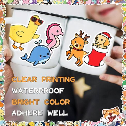100 Pcs Cute Animal Stickers for Water Bottle, Laptop, Skateboard, Luggage, Phone Case, Vinyl Stickers Pack Easter Gifts for Kids Teens Girls Boys in Saudi Arabia