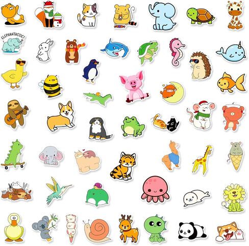 100 Pcs Cute Animal Stickers for Water Bottle, Laptop, Skateboard, Luggage, Phone Case, Vinyl Stickers Pack Easter Gifts for Kids Teens Girls Boys in Saudi Arabia