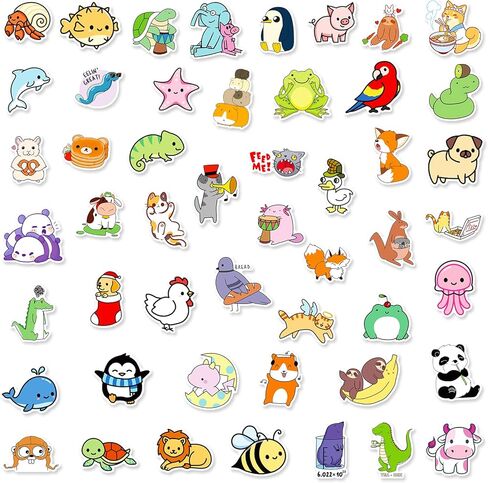 100 Pcs Cute Animal Stickers for Water Bottle, Laptop, Skateboard, Luggage, Phone Case, Vinyl Stickers Pack Easter Gifts for Kids Teens Girls Boys in Saudi Arabia