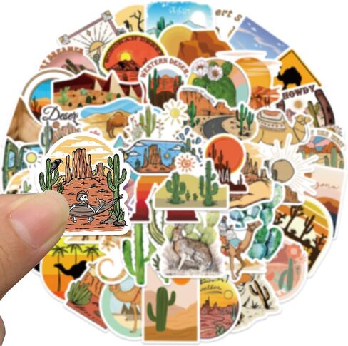 50 قطعة من ملصقات مغامرات الصحراء من الفينيل المقاومة للماء لزجاجة المياه والكمبيوتر المحمول والجيتار ولوح التزلج والدراجة النارية والدراجة النارية وقارورة مائية وحقيبة الأمتعة للبالغين والمراهقين (مغامرة الصحراء) in Kuwait