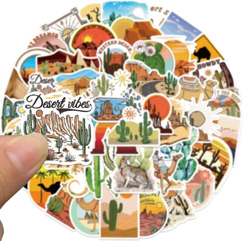 50 قطعة من ملصقات مغامرات الصحراء من الفينيل المقاومة للماء لزجاجة المياه والكمبيوتر المحمول والجيتار ولوح التزلج والدراجة النارية والدراجة النارية وقارورة مائية وحقيبة الأمتعة للبالغين والمراهقين (مغامرة الصحراء) in Kuwait