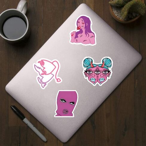 64 قطعة من ملصقات الكتابة على الجدران المقاومة للماء من الفينيل الوردي من Baddie للبالغين والمراهقين لمستلزمات حفلات أعياد الميلاد والهالوين لتزيين خوذة زجاجات المياه للكمبيوتر المحمول in Kuwait