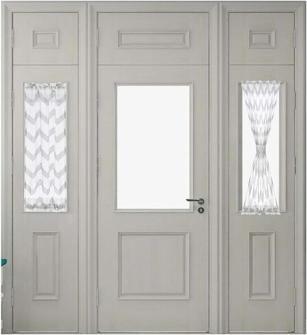 NAPEARL French Door Curtains Geometric Patterns Sidelight for Front Door, Faux Linen Semi-Sheer with Top and Bottom Rod Pocket, 1 Panel in Kuwait
