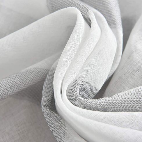 NAPEARL French Door Curtains Geometric Patterns Sidelight for Front Door, Faux Linen Semi-Sheer with Top and Bottom Rod Pocket, 1 Panel in Kuwait