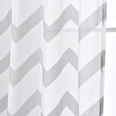 NAPEARL French Door Curtains Geometric Patterns Sidelight for Front Door, Faux Linen Semi-Sheer with Top and Bottom Rod Pocket, 1 Panel in Kuwait