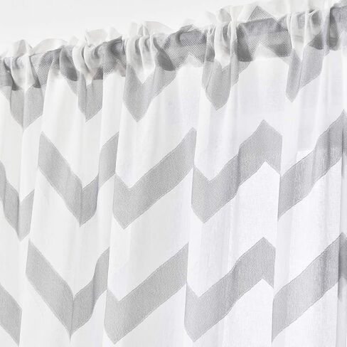 NAPEARL French Door Curtains Geometric Patterns Sidelight for Front Door, Faux Linen Semi-Sheer with Top and Bottom Rod Pocket, 1 Panel in Kuwait