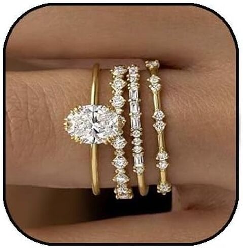 Stackable Gold Rings for Women Non Tarnish Rings Dainty 14K Gold Plated Rings Set Statement Wedding Bands Engagement Rings for Women Size 6 7 8 9 10 in Kuwait