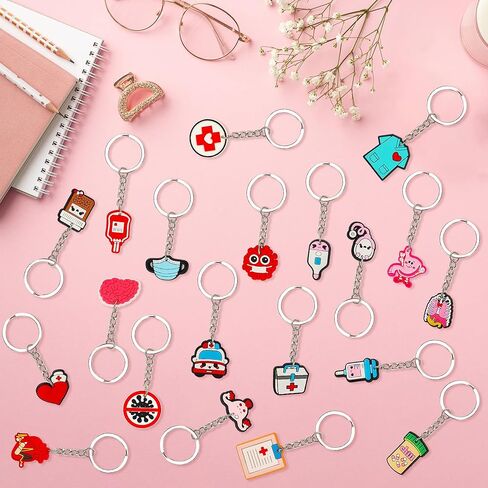 20 قطعة من سلسلة مفاتيح الممرضات، حلقات مفاتيح من مادة PVC للممرضات، سلاسل مفاتيح للتمريض للنساء، هدايا التخرج للممرضات، لوازم الحفلات المفضلة للممرضات in Kuwait