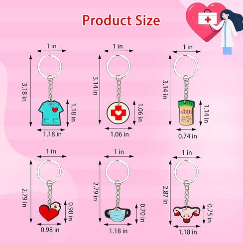 20 قطعة من سلسلة مفاتيح الممرضات، حلقات مفاتيح من مادة PVC للممرضات، سلاسل مفاتيح للتمريض للنساء، هدايا التخرج للممرضات، لوازم الحفلات المفضلة للممرضات in Kuwait