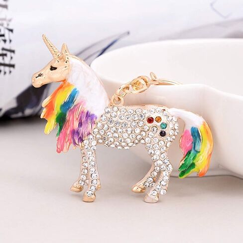 AIBEARTY Rhinestone Unicorn Key Ring Exquisite Keychain Car Bag Pendant Decoration Gift in Kuwait