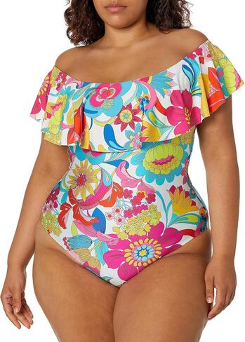 Trina Turk Women's Standard Fontaine Ruffle One Piece Swimsuit-Bathing Suits in Saudi Arabia