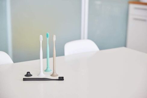 Reusable Toothbrush and Stand Made with Reusable Material and Soft Nylon Bristles in White in Saudi Arabia