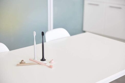 Reusable Toothbrush and Stand Made with Reusable Material and Soft Nylon Bristles in White in Saudi Arabia