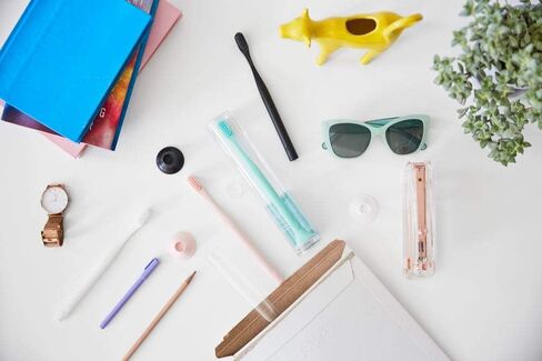 Reusable Toothbrush and Stand Made with Reusable Material and Soft Nylon Bristles in White in Saudi Arabia