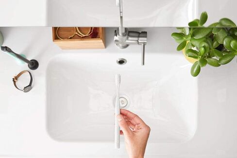 Reusable Toothbrush and Stand Made with Reusable Material and Soft Nylon Bristles in White in Saudi Arabia