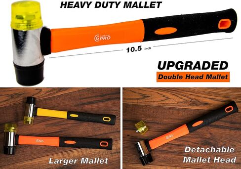 طقم تركيب أرضيات الفينيل | أدوات الأرضيات الخشبية المكونة من 43 قطعة مع 40 فاصلًا وقضيب سحب عالي التحمل وكتلة التنصت | مطرقة مقبض من الألياف الزجاجية المطورة، قبضة ناعمة غير قابلة للانزلاق in Kuwait