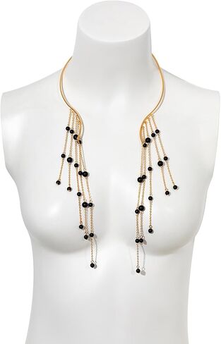 بسيطة معدنية مفتوحة اللؤلؤ المختنق قلادة طويلة شرابة كريستال الخرز الترقوة سلسلة قلادة الصيف بيان كريستال طوق قلادة لؤلؤة الصدر الجسم مجوهرات للنساء in Kuwait