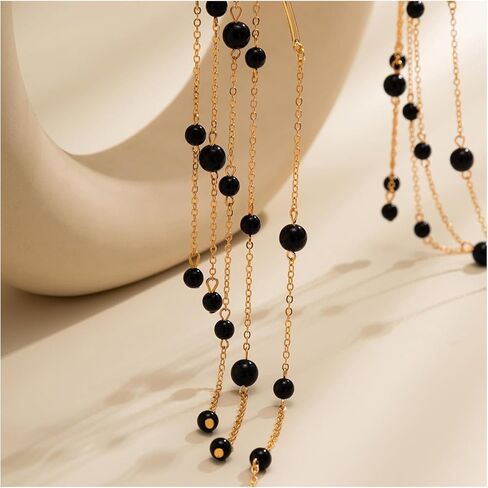 بسيطة معدنية مفتوحة اللؤلؤ المختنق قلادة طويلة شرابة كريستال الخرز الترقوة سلسلة قلادة الصيف بيان كريستال طوق قلادة لؤلؤة الصدر الجسم مجوهرات للنساء in Kuwait