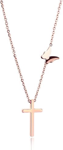 Layered Paperclip Choker Cross Pendant Butterfly Necklaces Gifts for Women Girls in Saudi Arabia