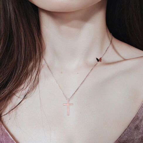 Layered Paperclip Choker Cross Pendant Butterfly Necklaces Gifts for Women Girls in Saudi Arabia